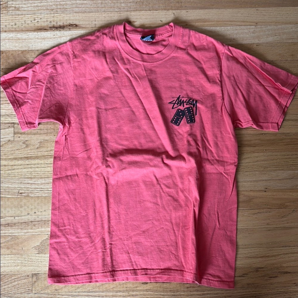 Stussy Pink/Coral Domino Short Sleeve Tee